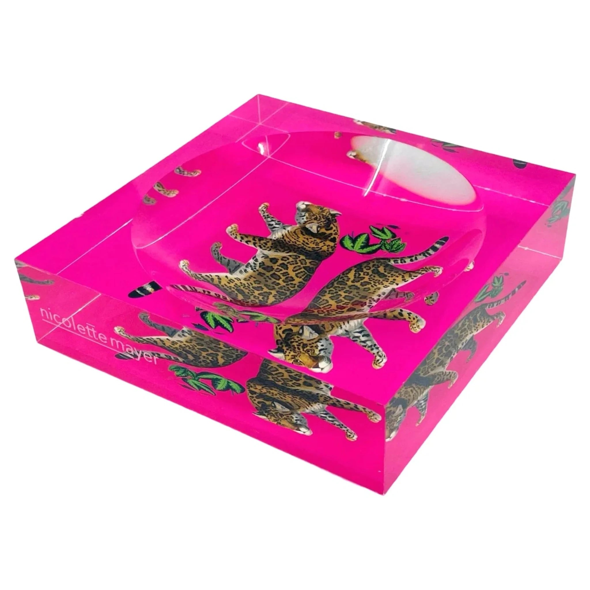 Leopard Seeing Double Hot Pink Acrylic Candy Tray