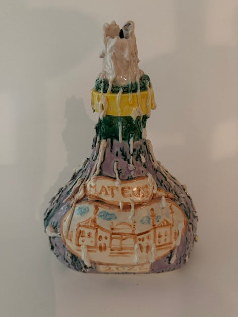 Ceramic Mateus bottle with drippy candle