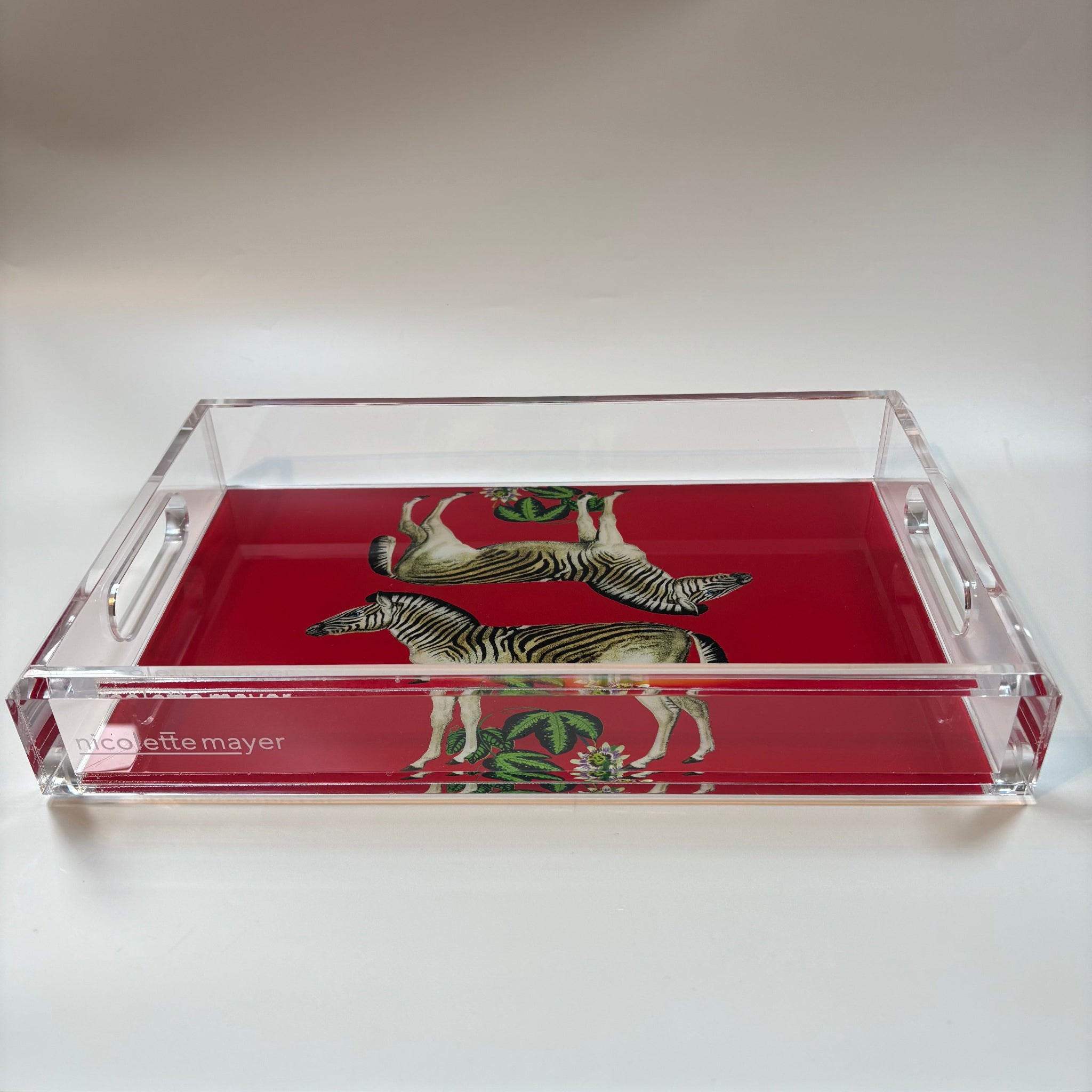 Zebras Seeing Double Red Acrylic Tray | Small