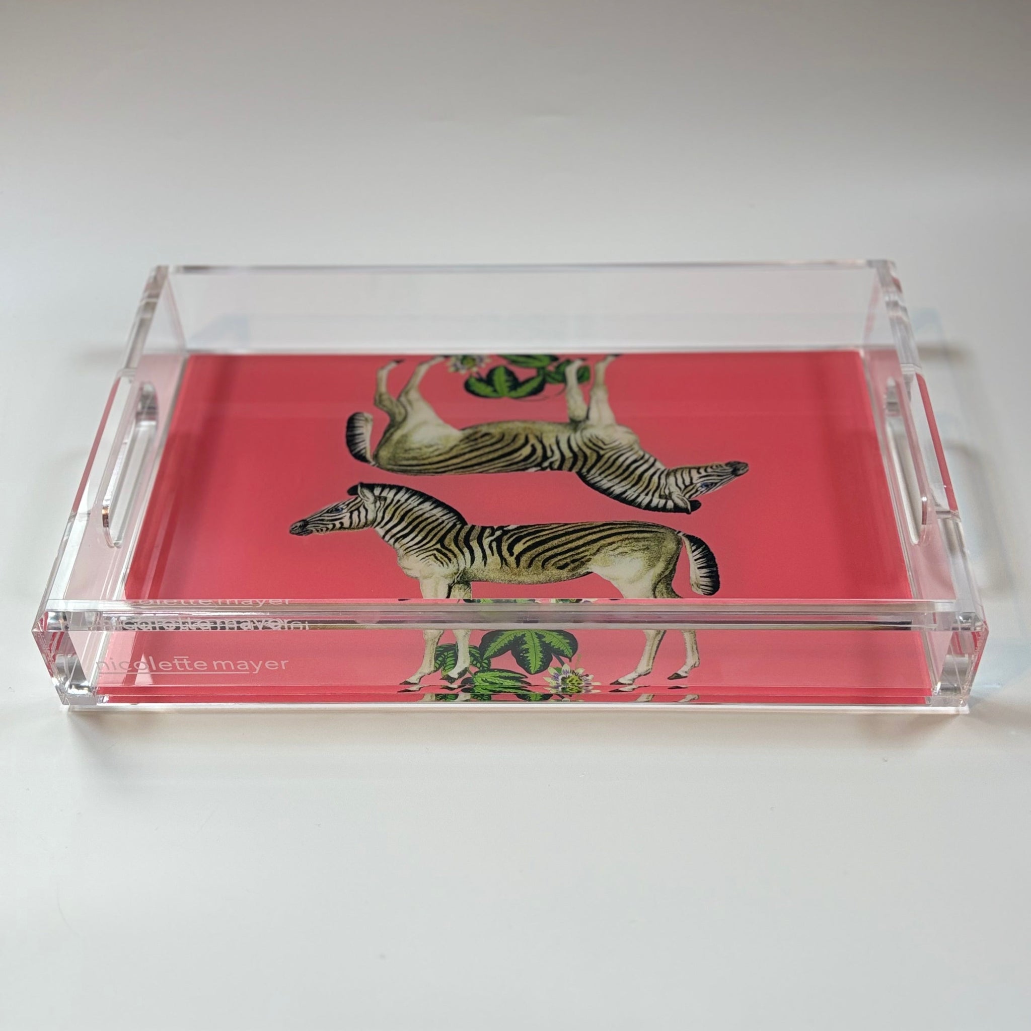 Zebras Seeing Double Pink Acrylic Tray | Small