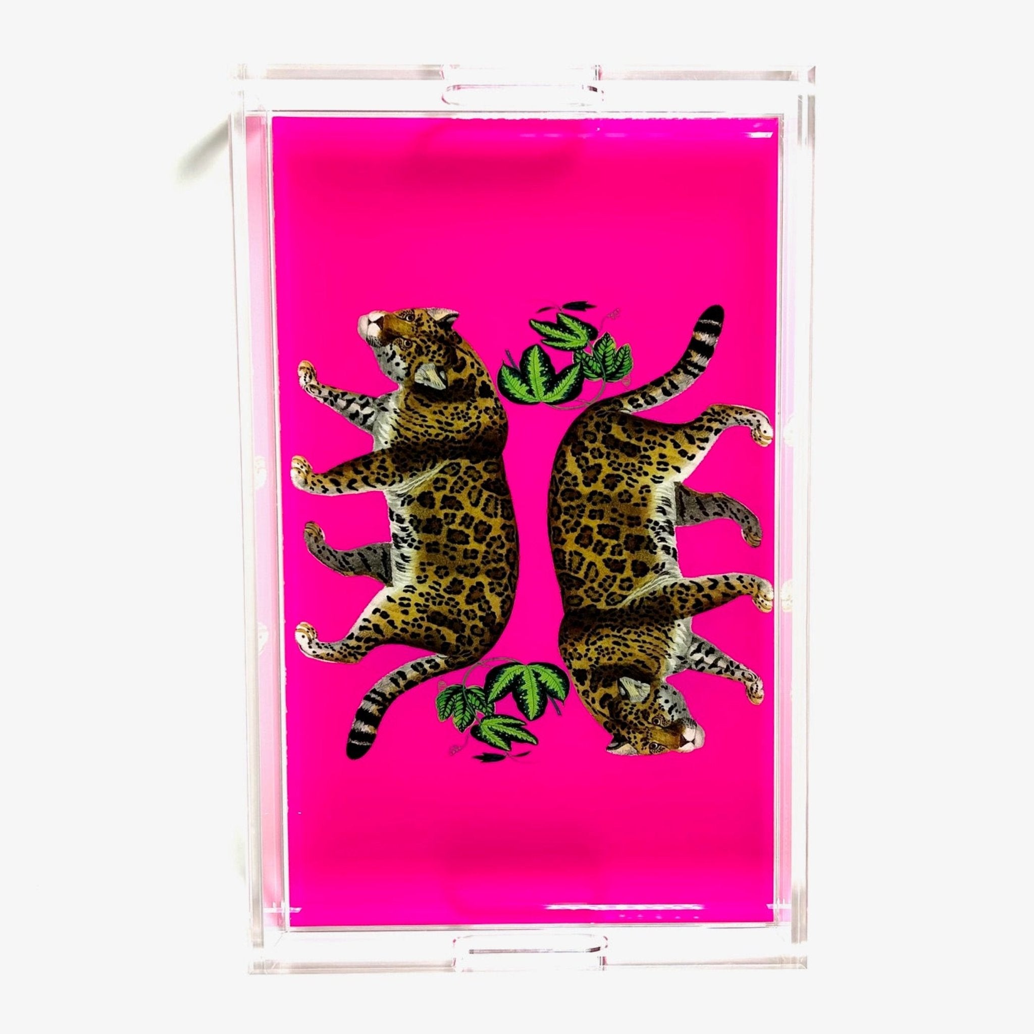 Leopard Seeing Double Hot Pink Acrylic Tray | Medium