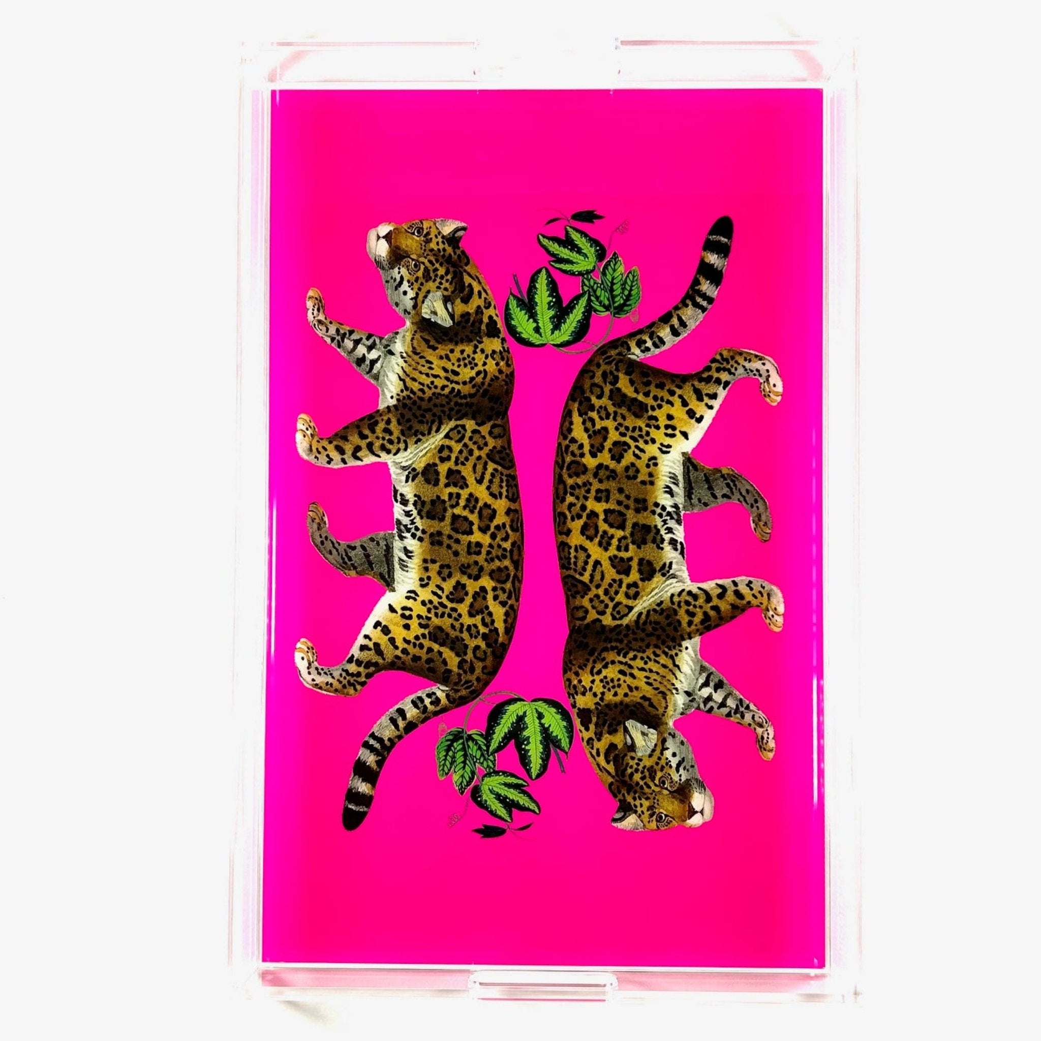 Leopard Seeing Double Hot Pink Acrylic Tray | Large