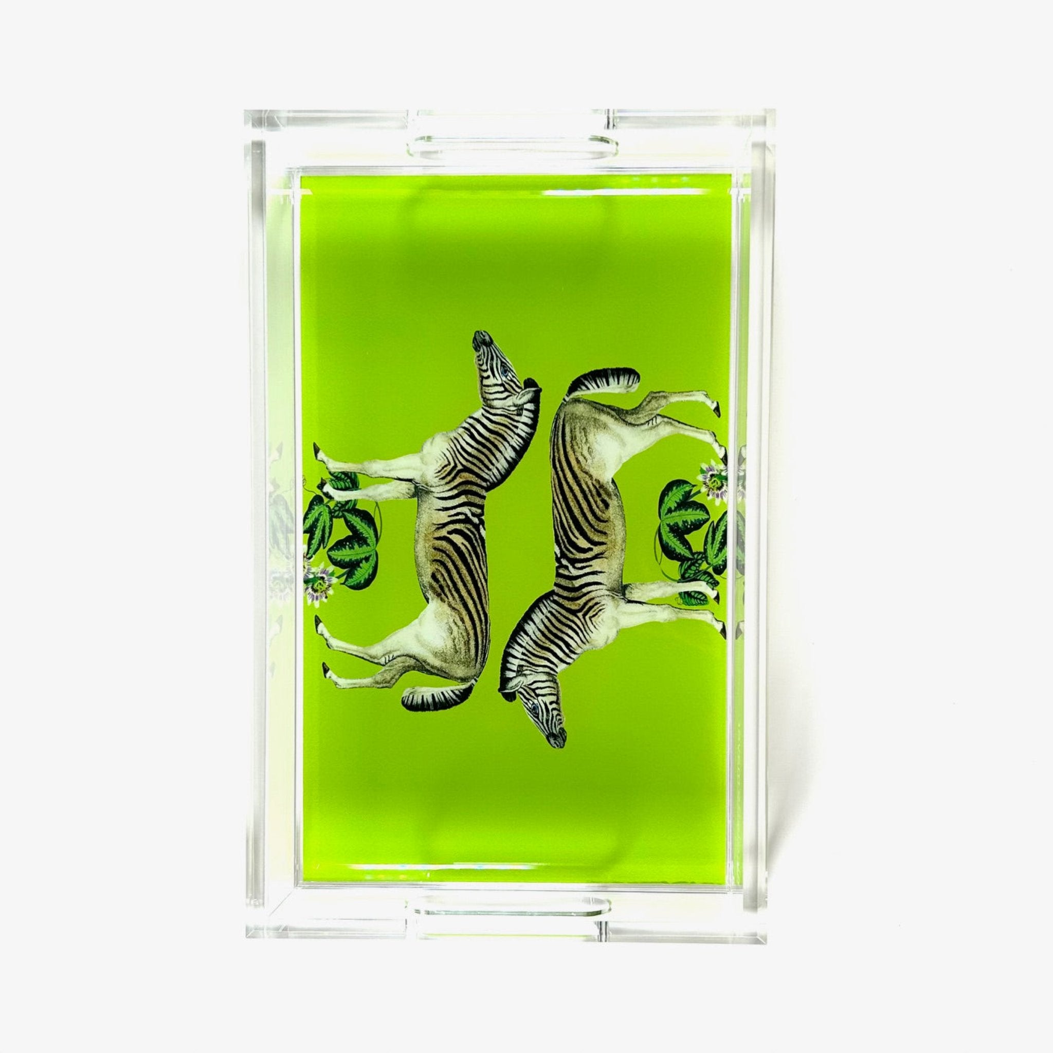 Zebras Seeing Double Green Acrylic Tray | Small