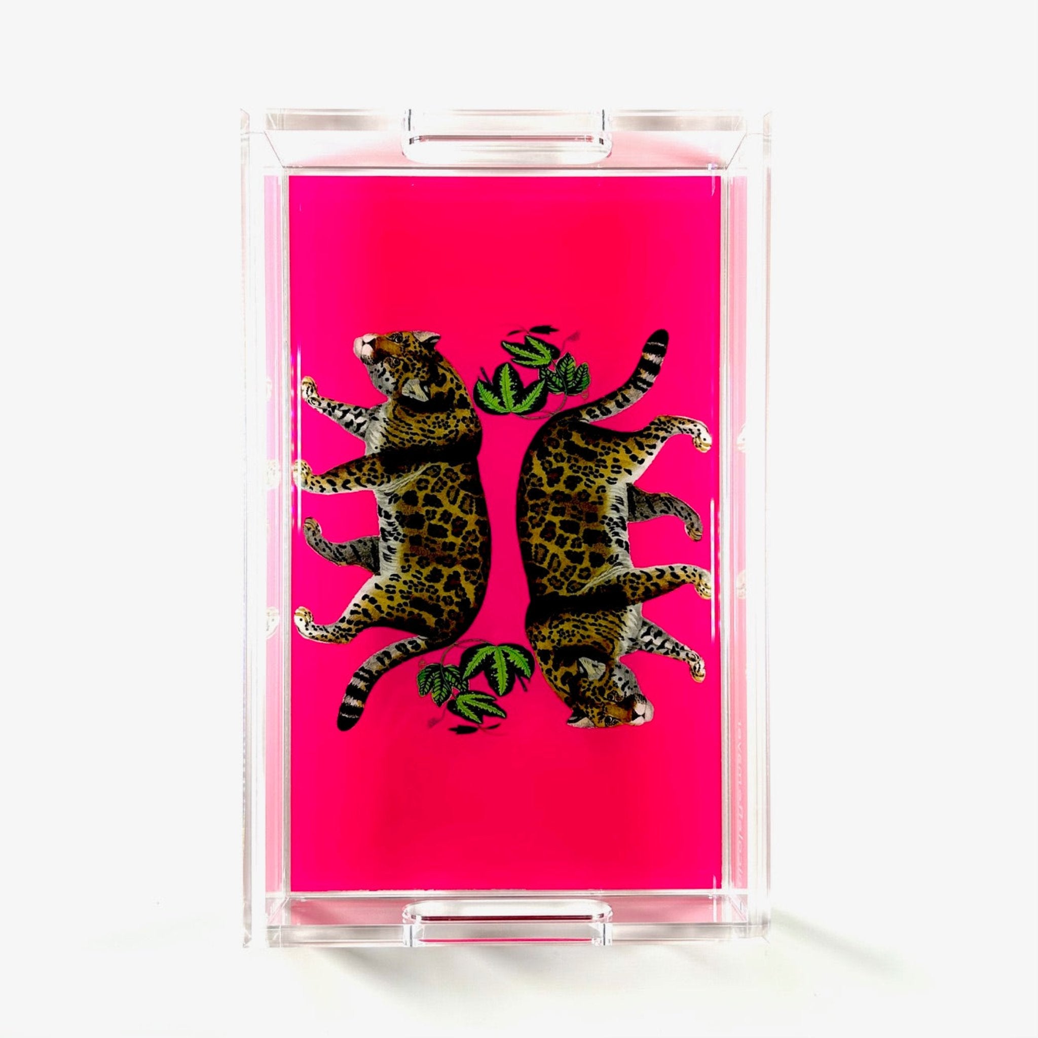 Leopard Seeing Double Hot Pink Acrylic Tray | Small