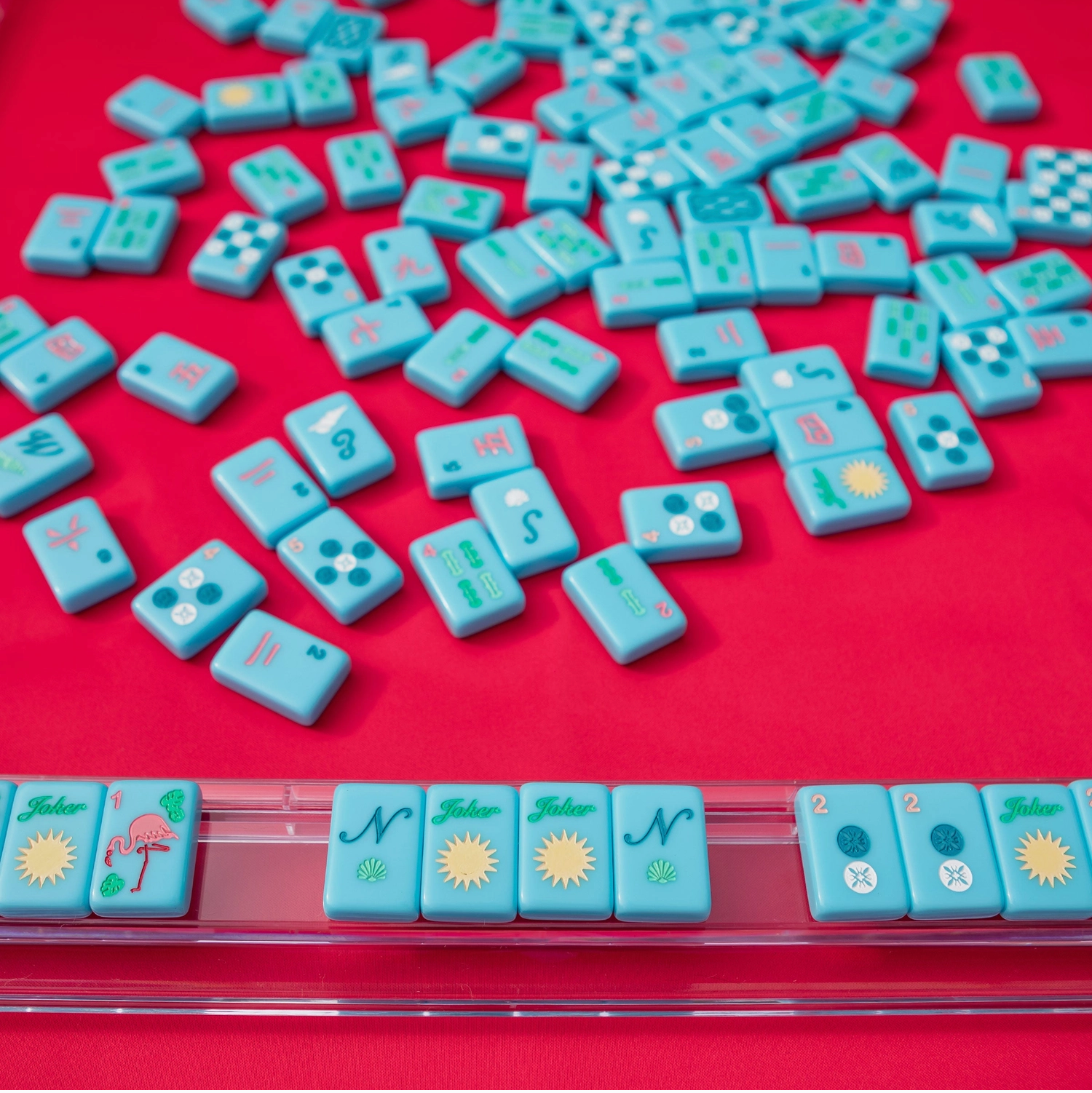 Bright Blue Island Mahjong Tiles