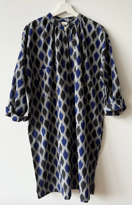 Ikat Tunic - Blue/Grey/Black