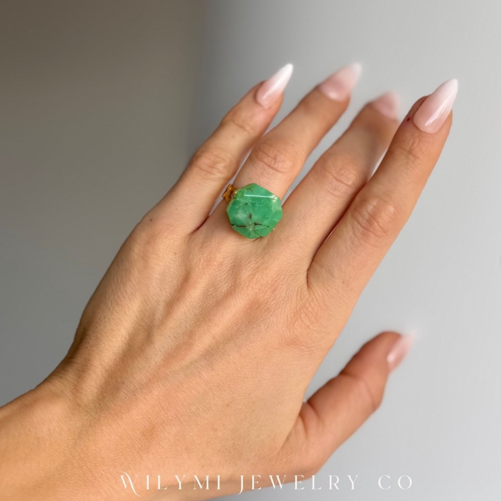 WILYMI Joy Chrysoprase Ring | Lace Band