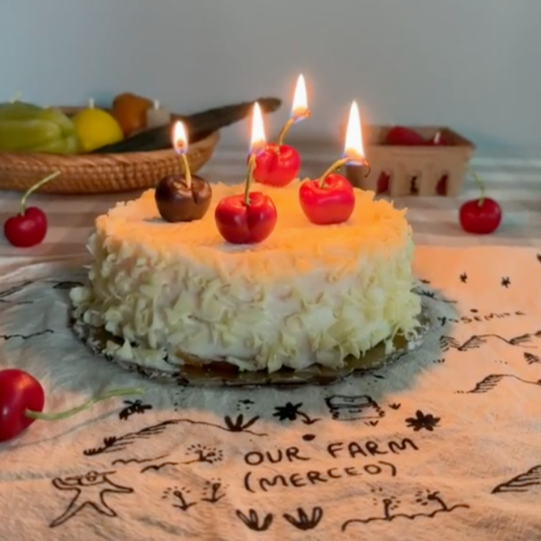 Beeswax Cherry Birthday Candles | Set of 10