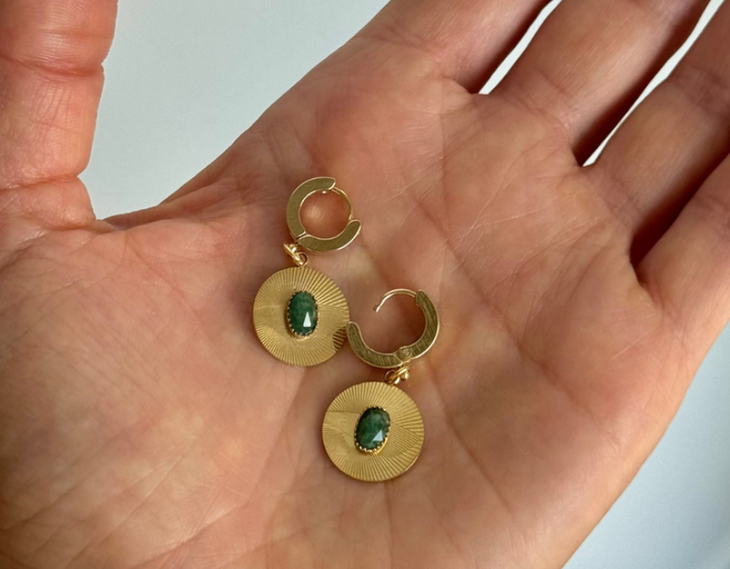 Amazonite Halo Huggies