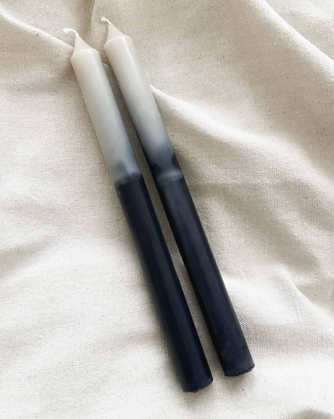 Black Two Tone Ombre Taper Candle - set of two
