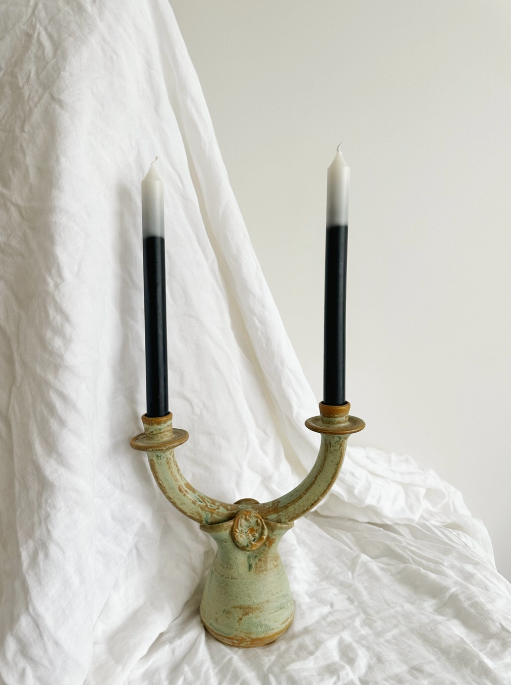 Black Two Tone Ombre Taper Candle - set of two