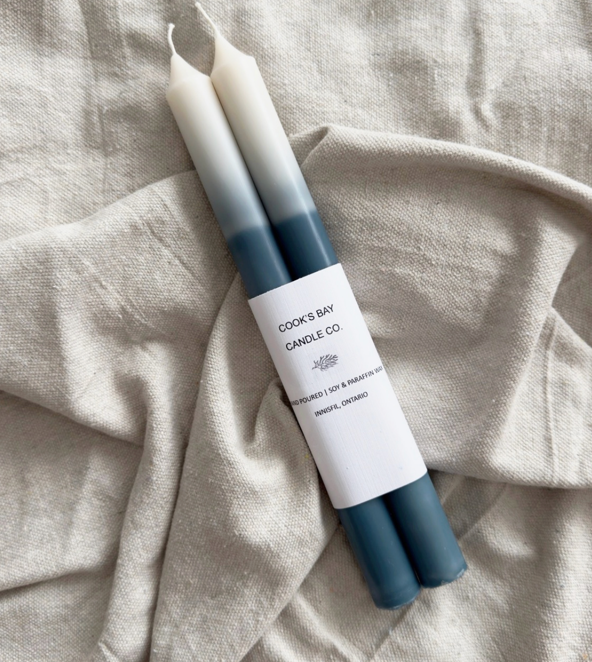 Blue Two Tone Ombre Taper Candle - set of two