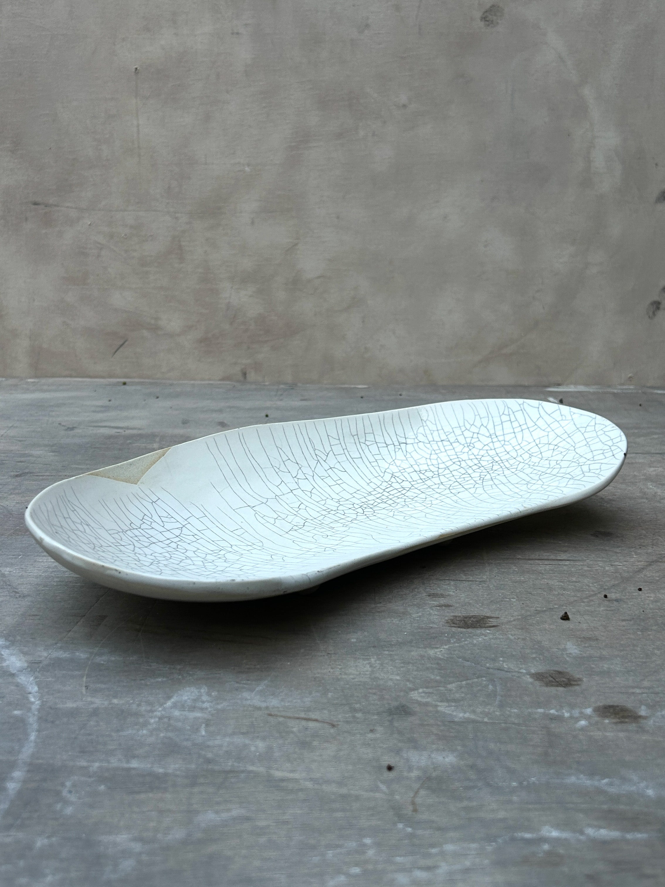 Crackled Platter | White