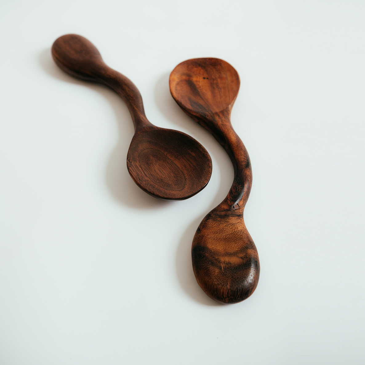 Double Sided Short Salad Spoon Set | Walnut