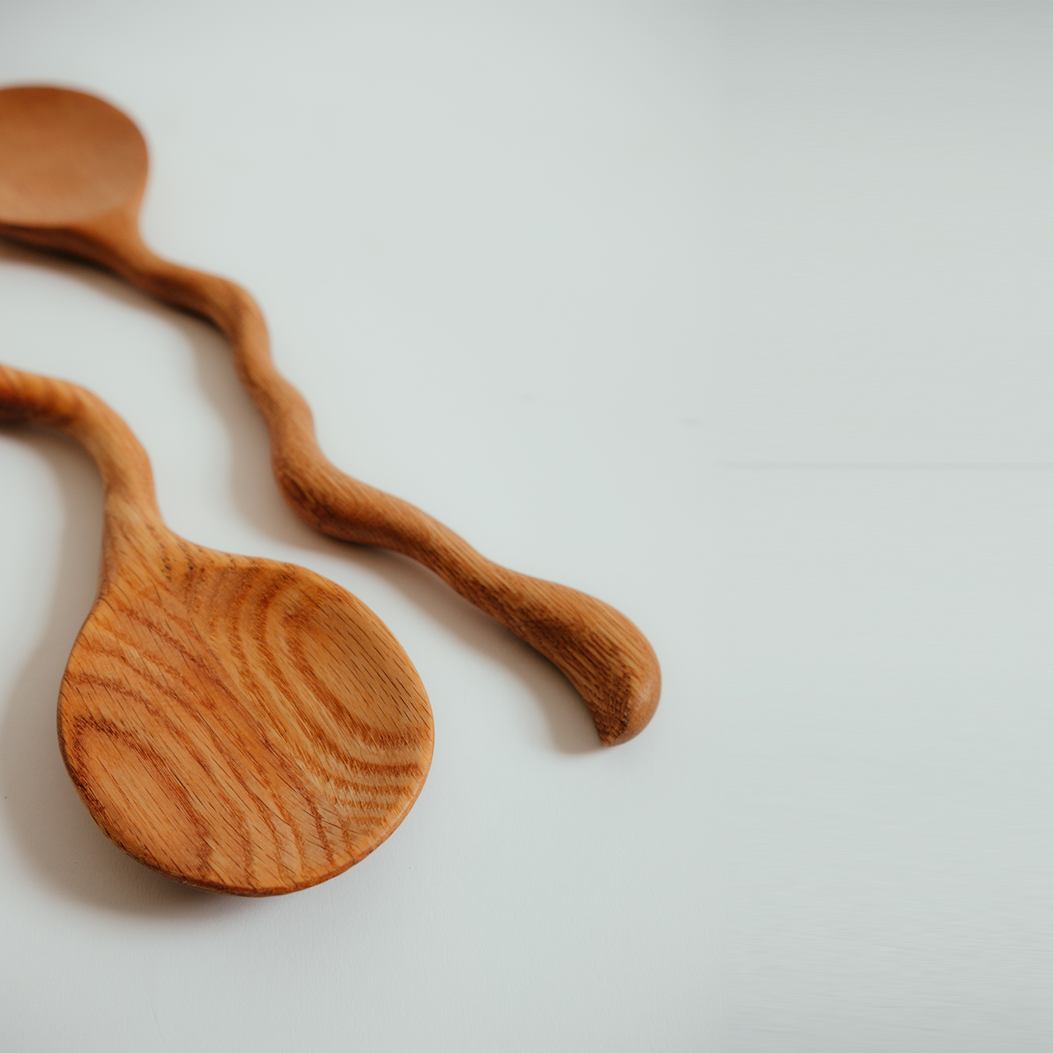 Short Salad Spoon Set | Oak