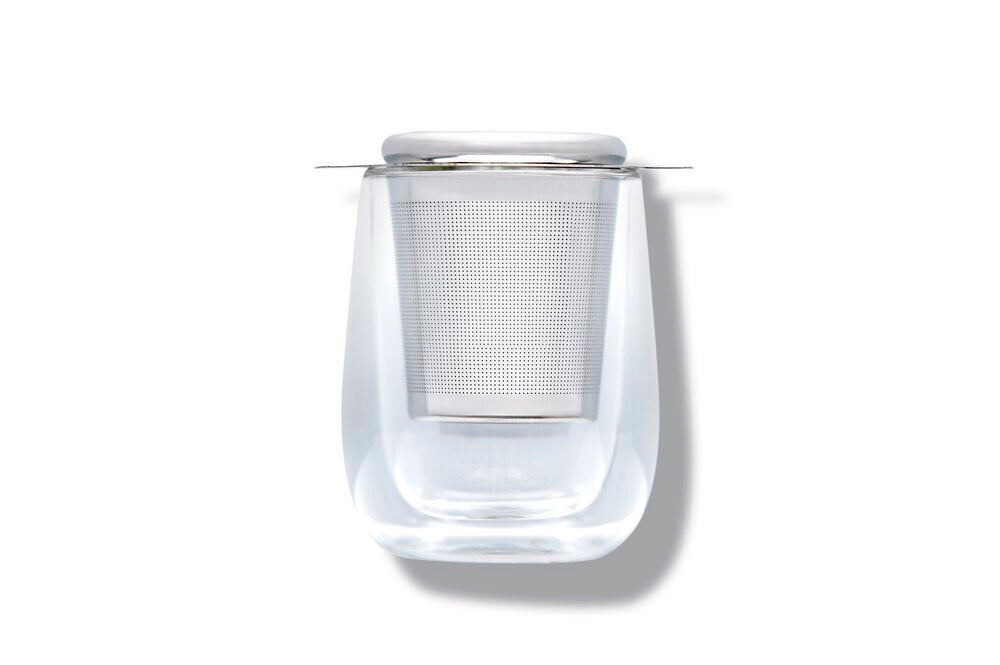 Double Walled Glass Tea Cup w/ Strainer