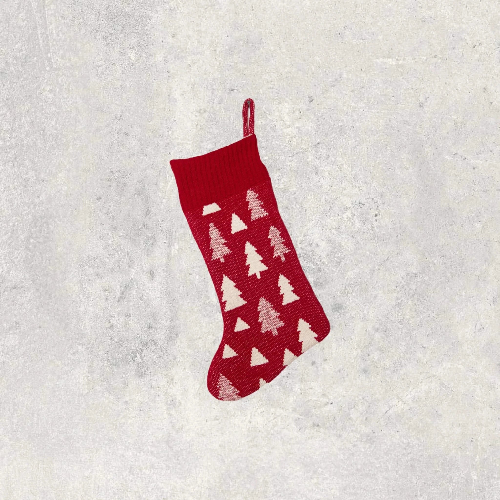 Stockings | Xmas Trees - Red/Natural