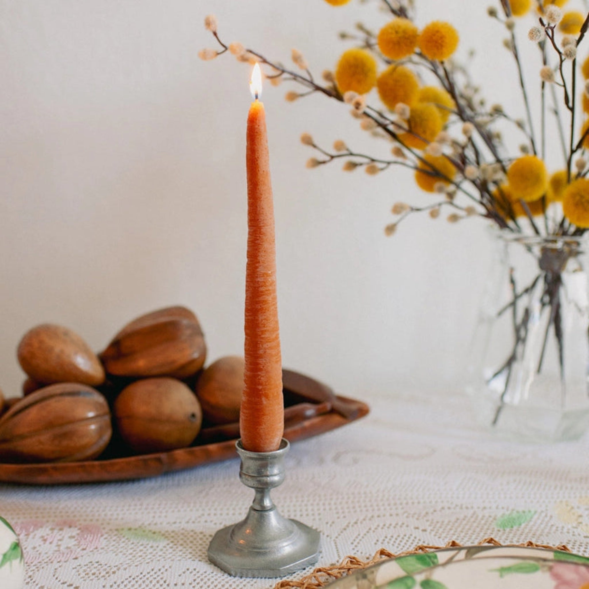 Beeswax Carrot Taper Candle | Pair