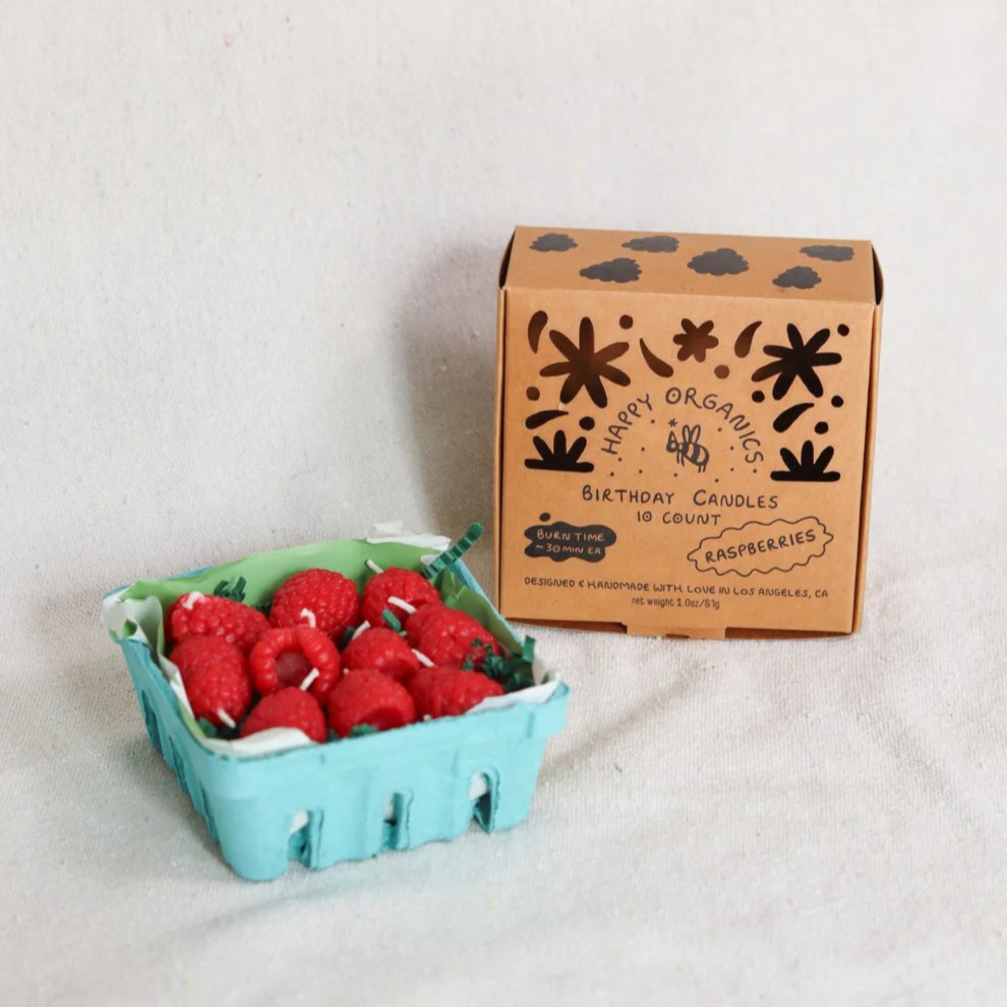 Beeswax Raspberry Birthday Candles | Set of 10