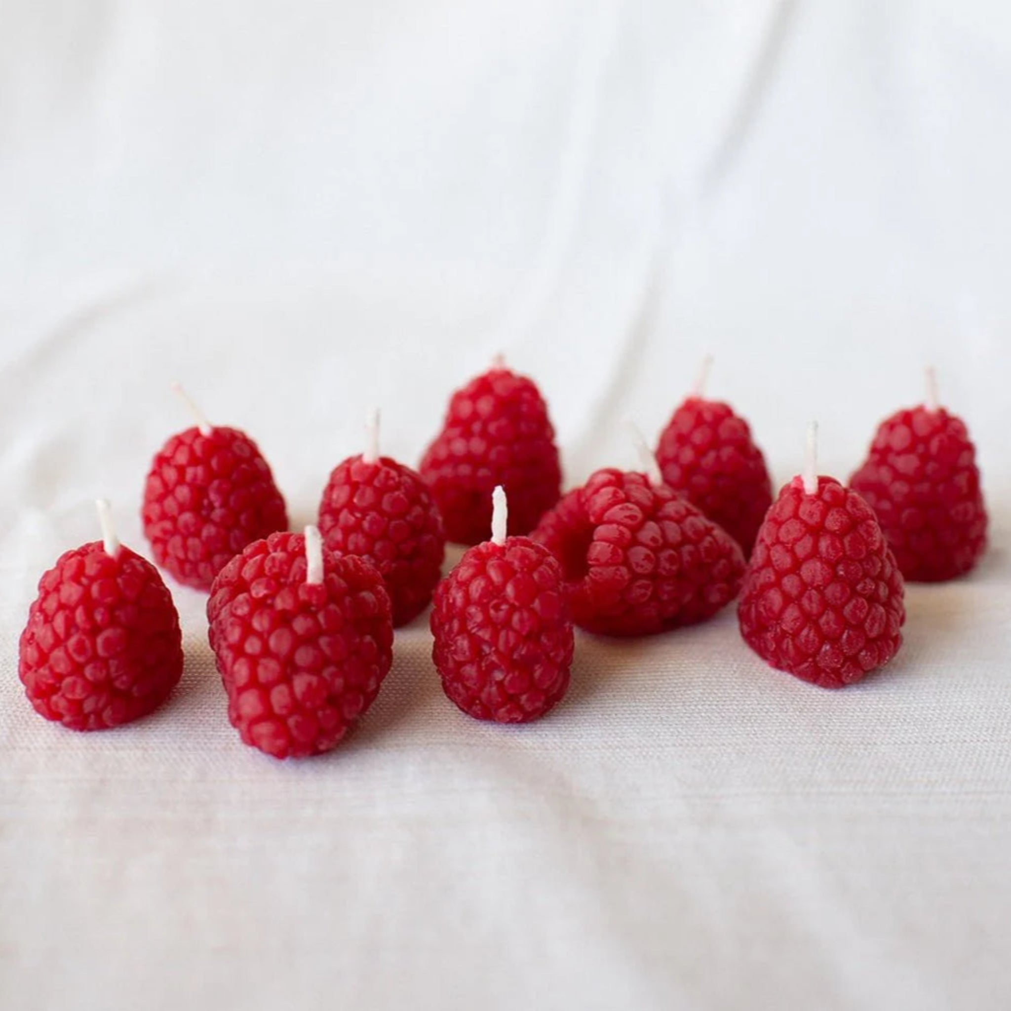 Beeswax Raspberry Birthday Candles | Set of 10