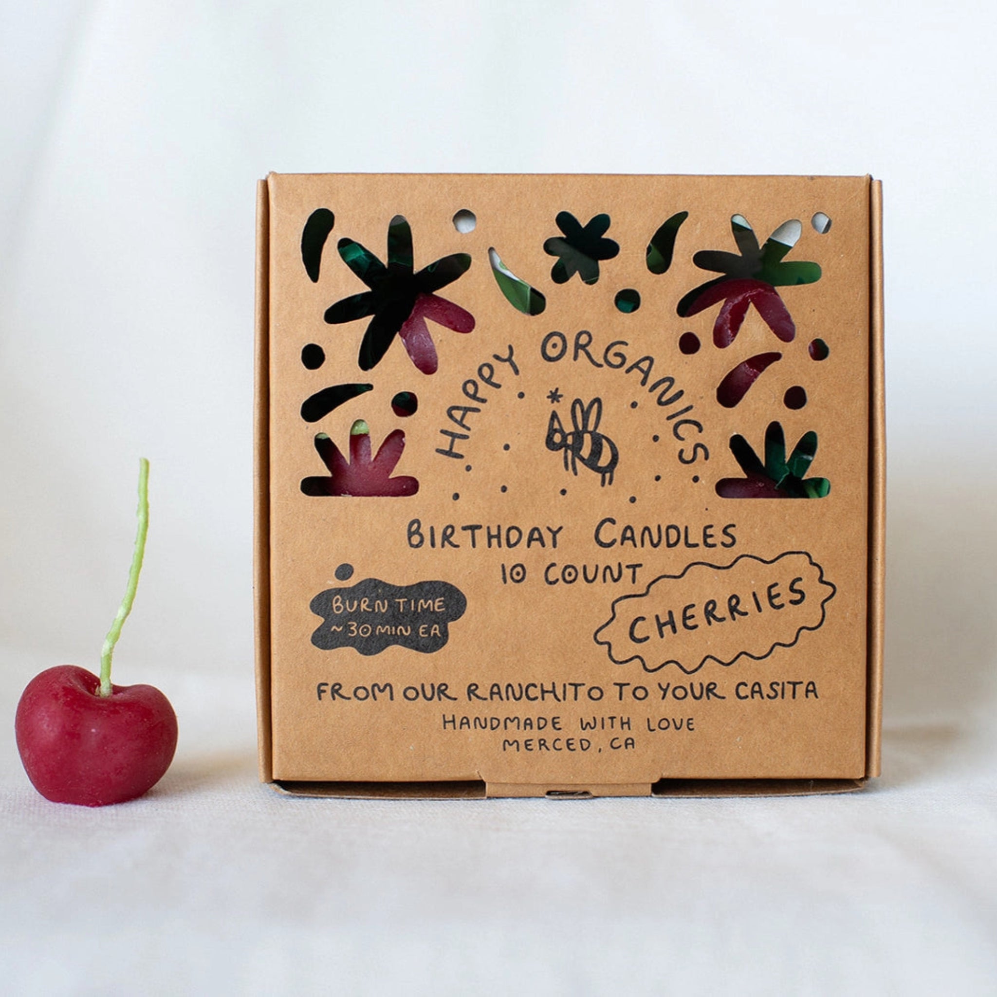 Beeswax Cherry Birthday Candles | Set of 10