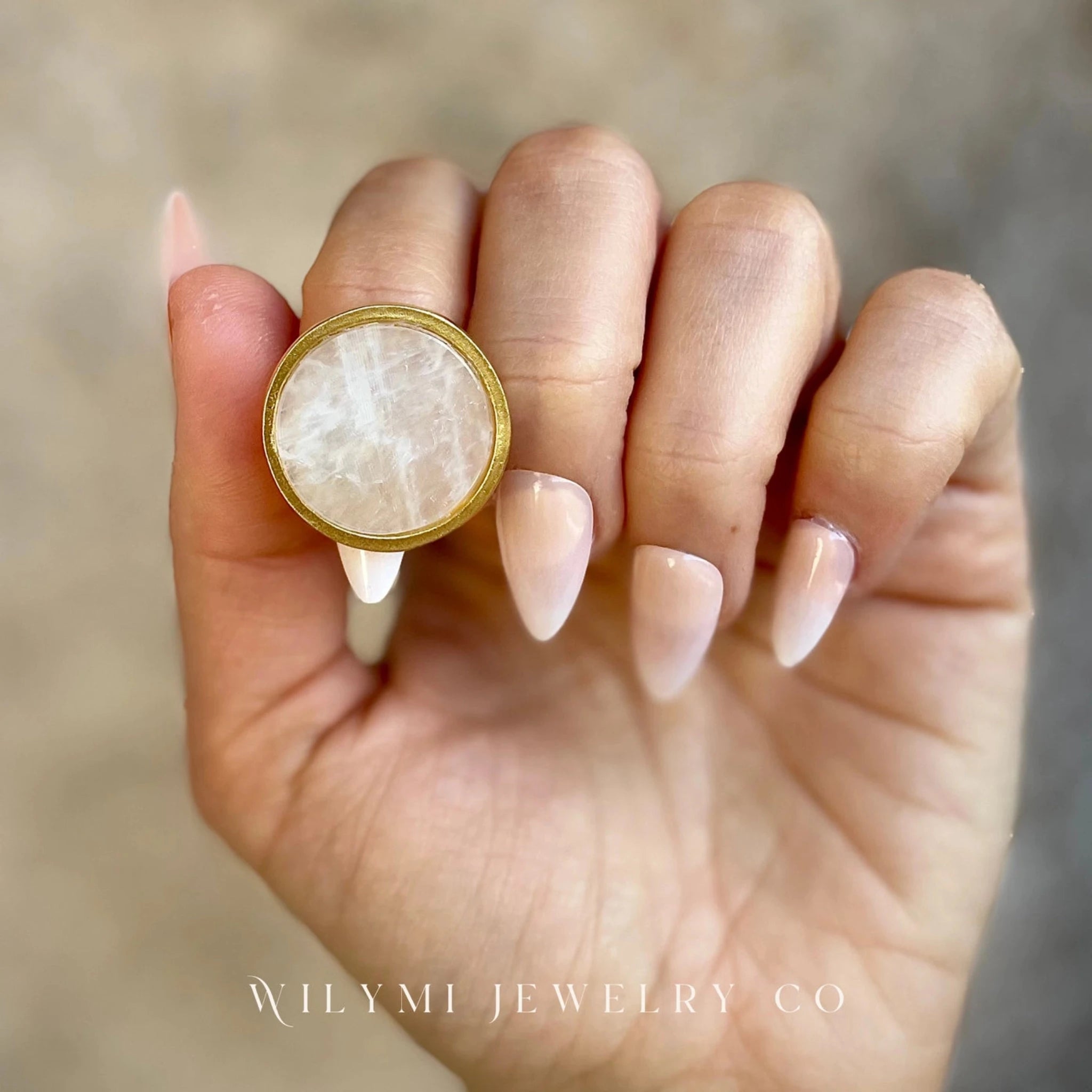 WILYMI Joy Moonstone Black and White Ring