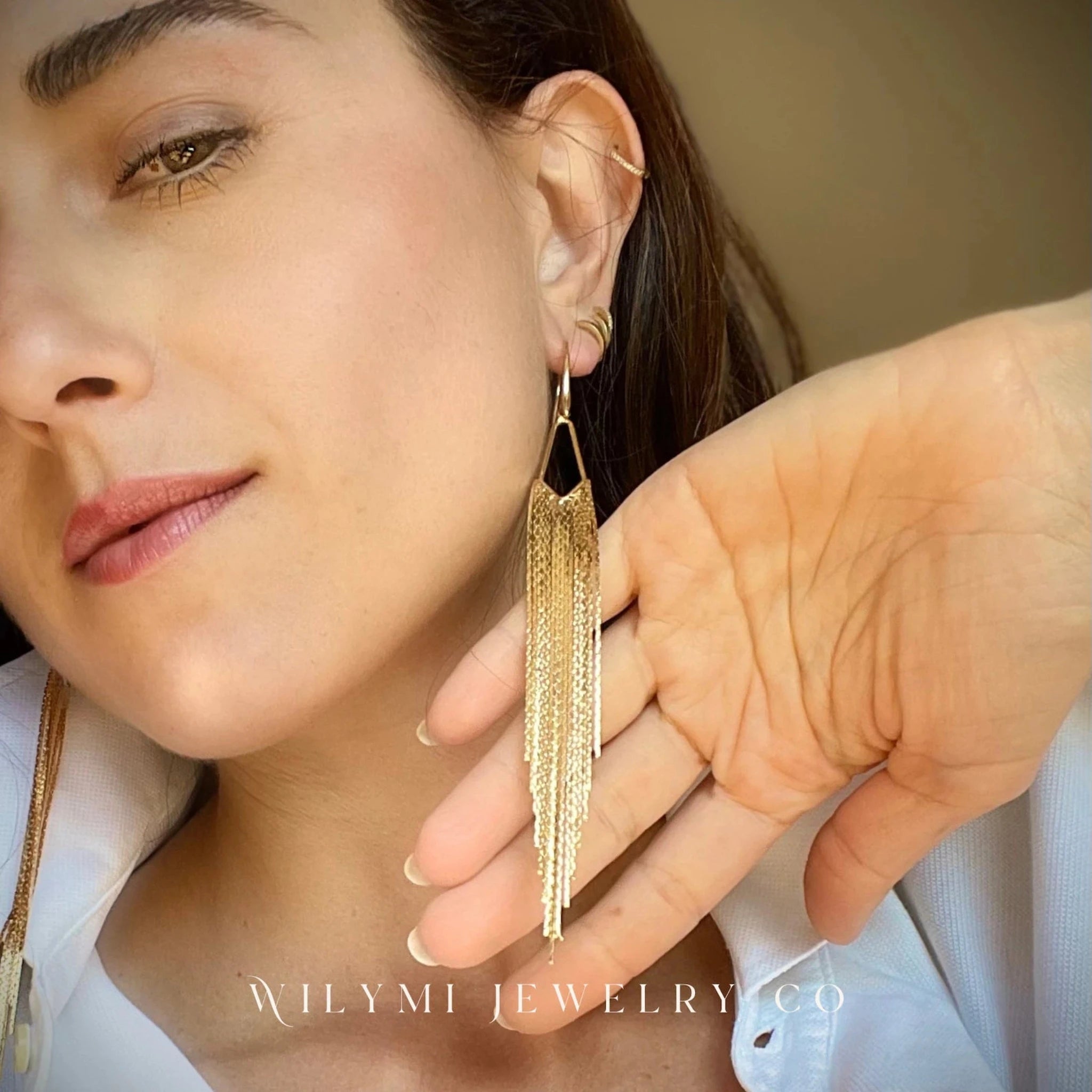 WILYMI Gold Tassel Earrings